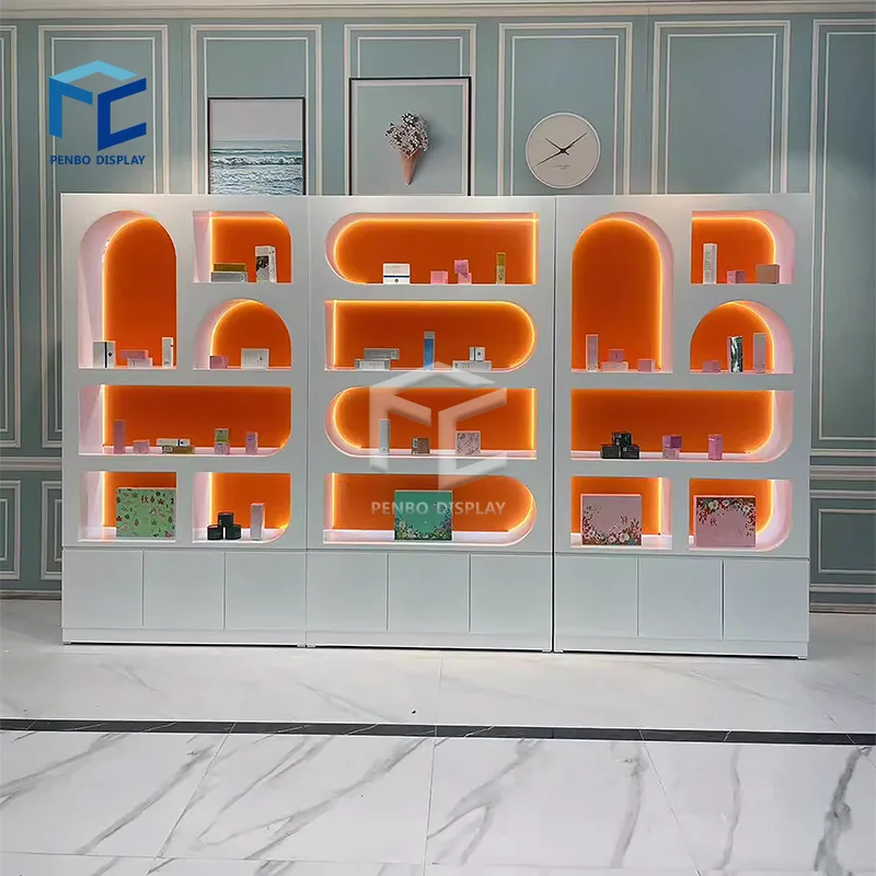 custom.Beauty Store Shelving Display Cases Cosmetic Supply Display Stand Rack Wall Display Stand Shelf Cosmetics Product Cabinet