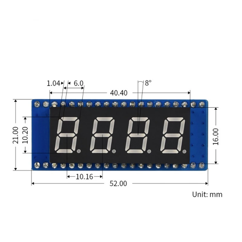 AU67-4-cijferige 8-segmentdisplaymodule voor Raspberry Pi Pico, ingebedde 74HC595 driver, SPI-compatibel, gemakkelijk te rijden