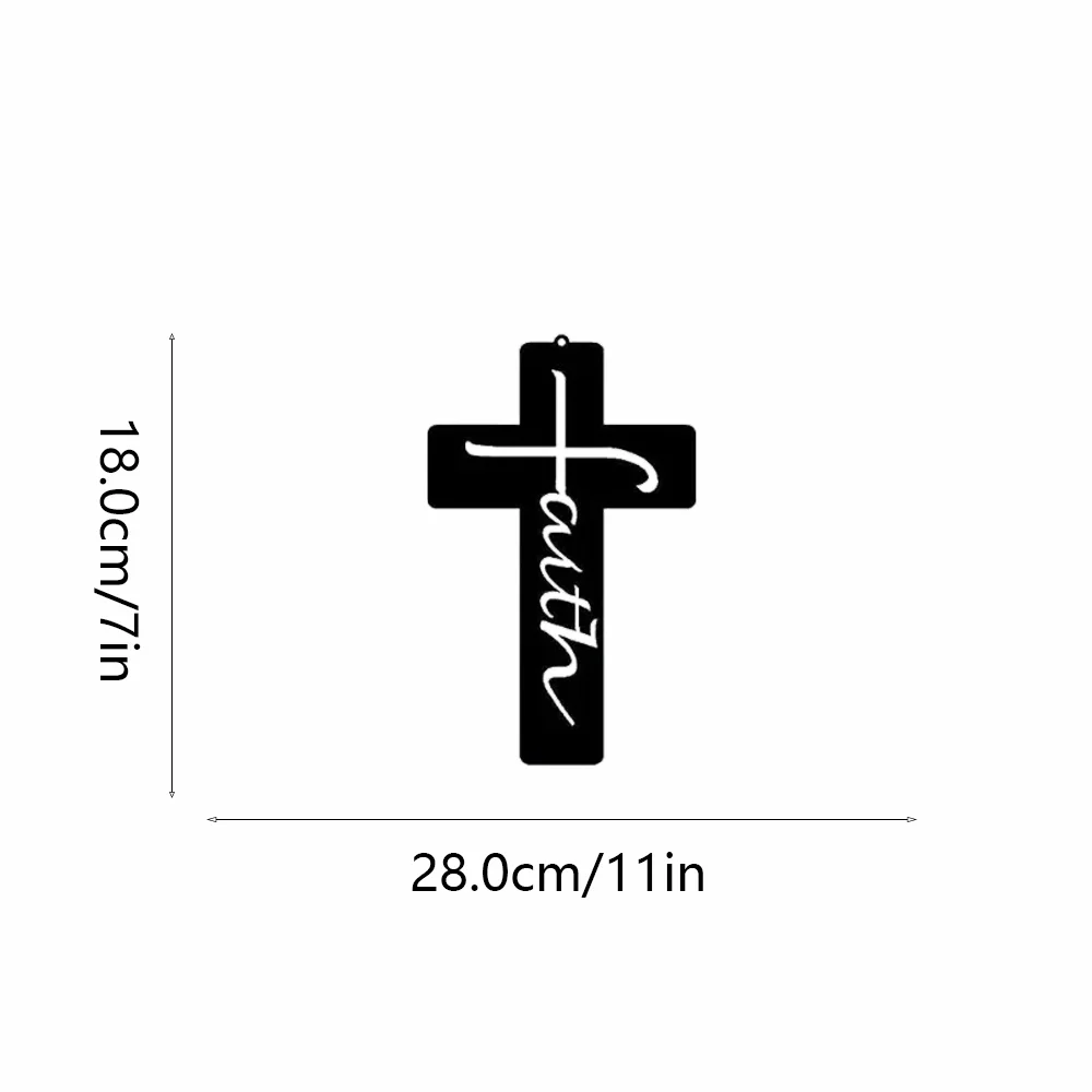 CIFBUY Faith Cross Metal Wall Art Key Rack Hooks Christian Home Decor Durable Rust Proof Indoor Outdoor Hanging Plaque Gift