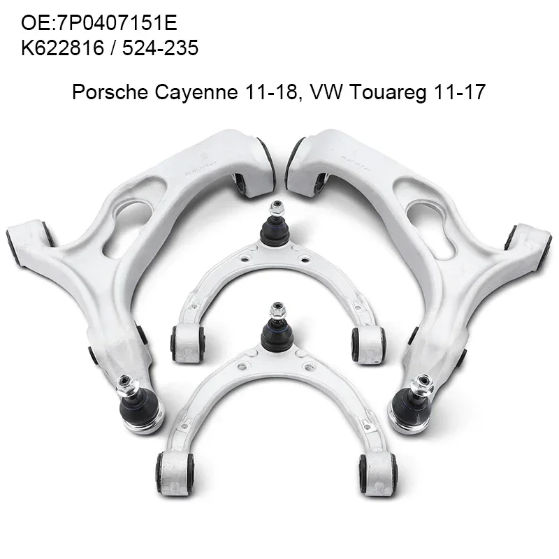 

Front Upper & Lower Control Arm Assembly 4pc fit for Porsche Cayenne 11-18, VW Touareg 11-17, Replace 7P0407151E, 524-235