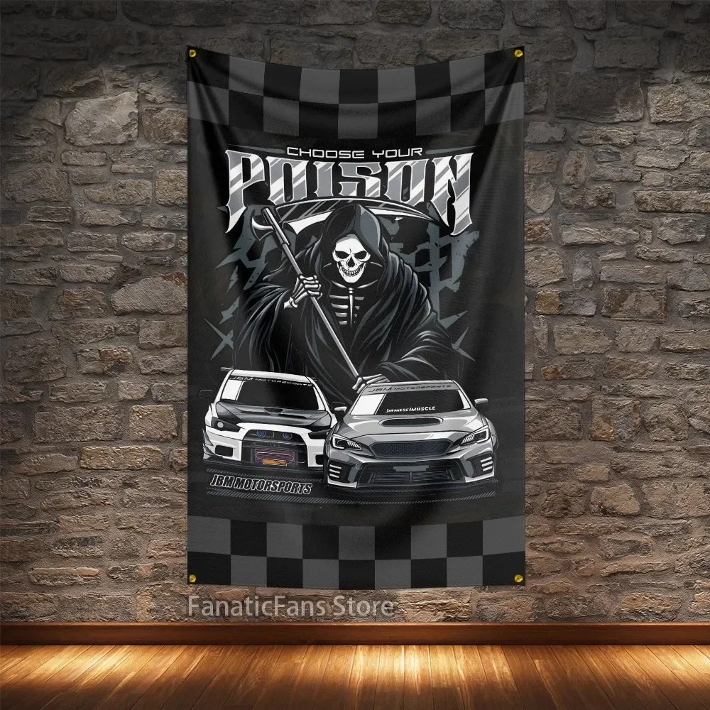 JDM Legend Modified Car Flag Polyester Digital Printing Cars Flagge Banner For Decoration