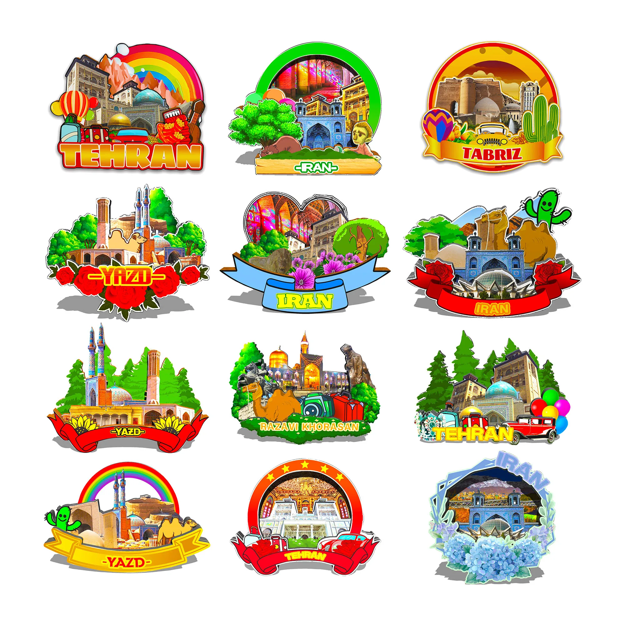 

Decorative Magnets for Razavi Khorasan Tehran Yazd Tehran Iran City Landmark Travel Souvenirs Fridge Stiker Gifts
