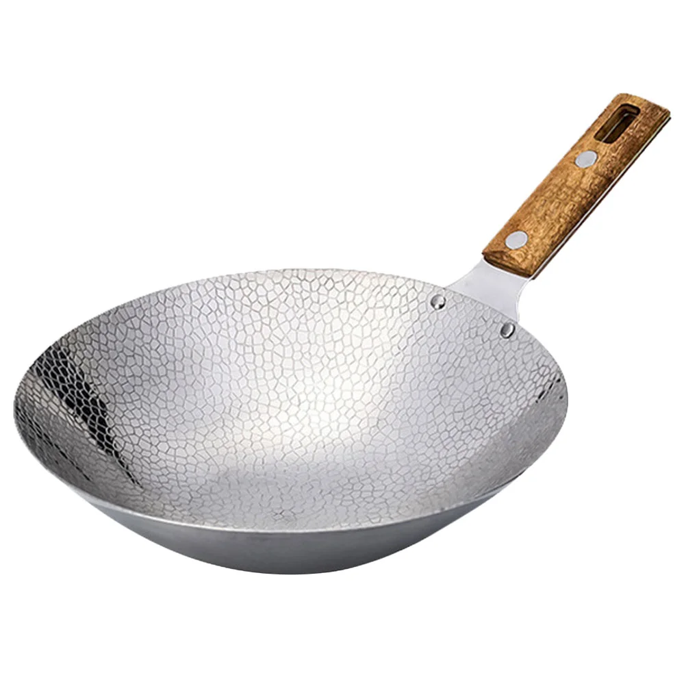 

Stainless Steel Griddle Hammered Cookware Chinese Frying Pan Green Multifunctional Wok for Kitchen Set