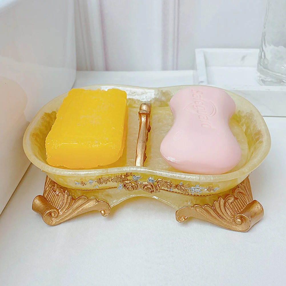

Vintage Style Box Drainage Design Non-Slip Sturdy Decorative Floral Pattern Ceramic Dish Drying Tray For Bar Soap Lovely Toilet