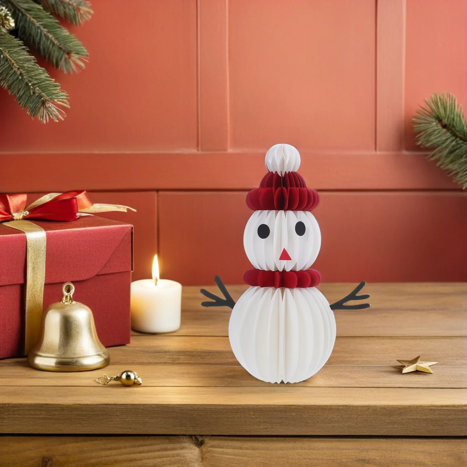 

Decor Christmas Snowman Decoration Dinning Table Farmhouse Honeycomb Mini Decorations White Figurines