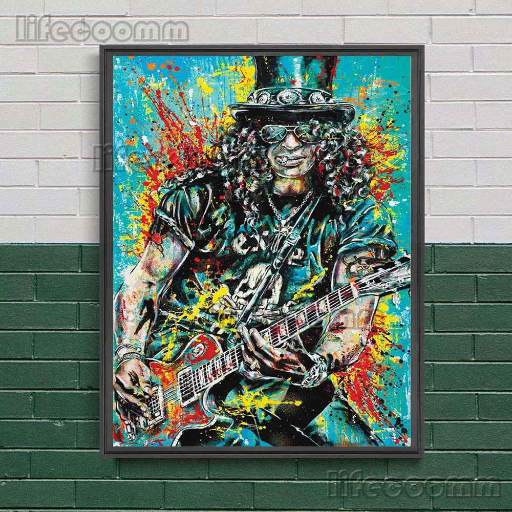 Guitar Music Rock And Roll Art Poster And Print Day Of The Dead Fiddle Player Vintage Wall Art Canvas Painting Home Decoration