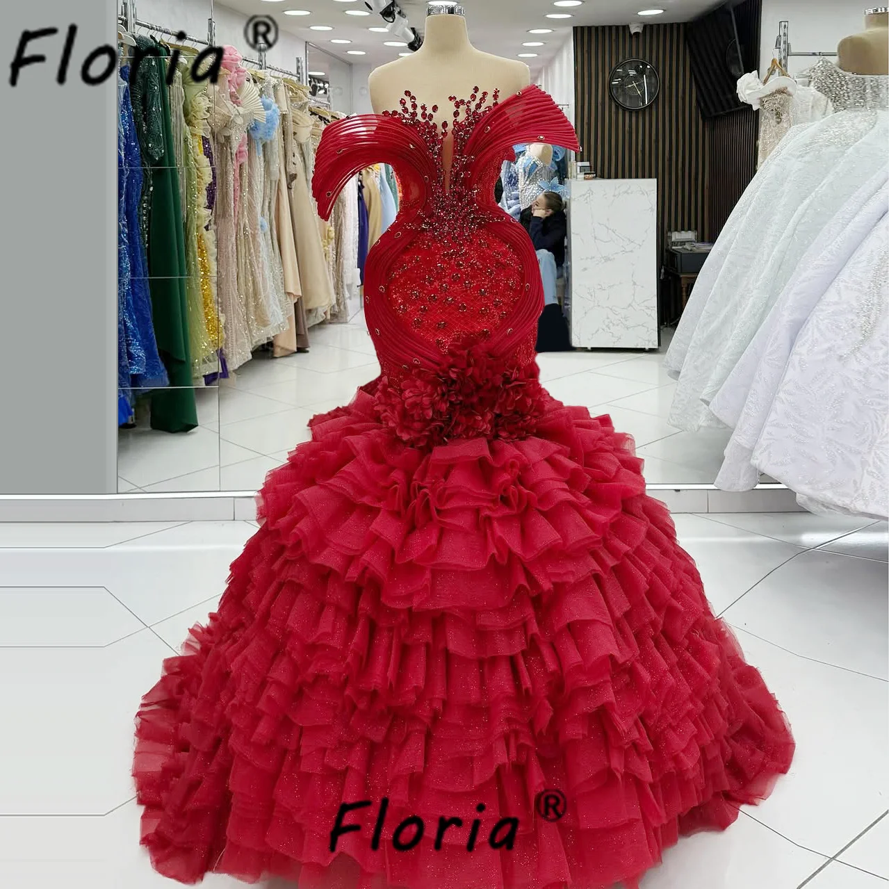 

Скромное красное свадебное платье русалки с камнями и кристаллами, усталочными оборками, вечерние платья для невесты, церемония выпускного вечера, индивидуальное платье Vestidos de Gala 2026