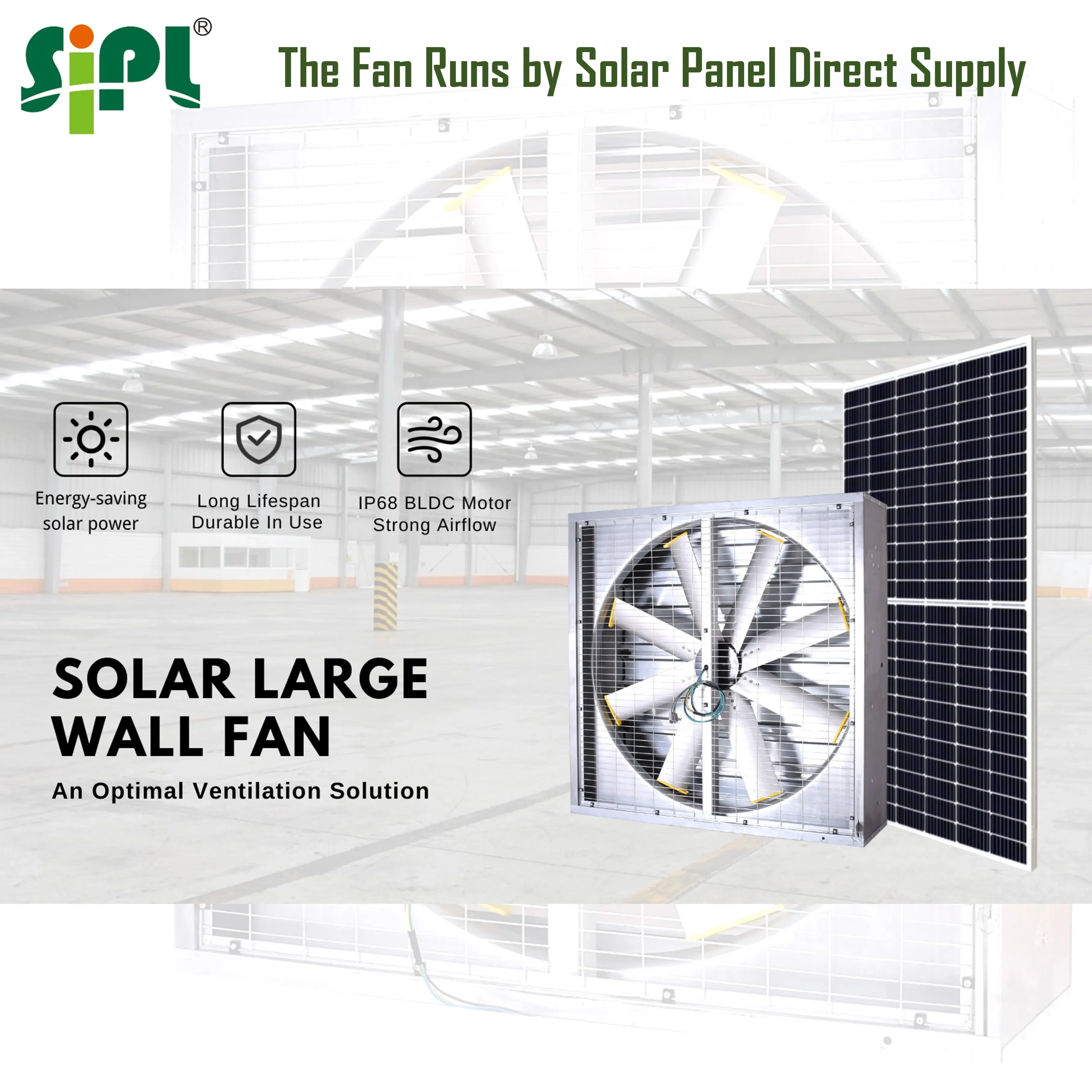 Agricultural Industrial Farm Poultry Ventilation Heat Extraction Fans Solar 36VDC Motorized 48' Giant House Wall Exhaust Air Fan