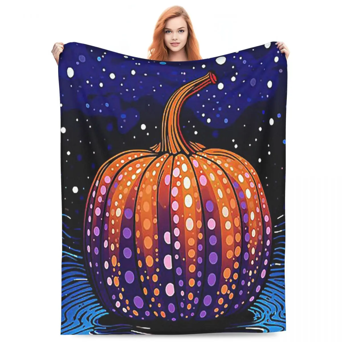 Yayoi Kusama Polka Pumpkin Blanket Flannel Sofa Throw Blanket Warm for Couch Bedding Office Throws Bedspread Quilt