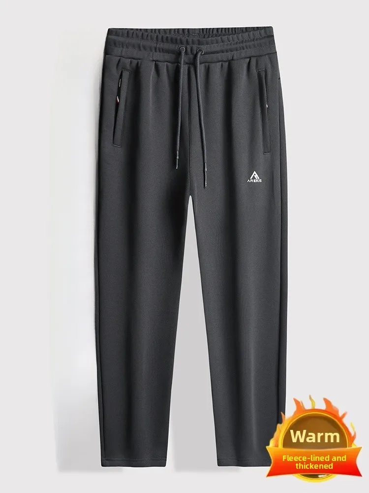 

Thiened Fce зимние теплые повседневные брюки мужские свободные брюки большого размера с эластичной резинкой на талии прямые спортивные брюки