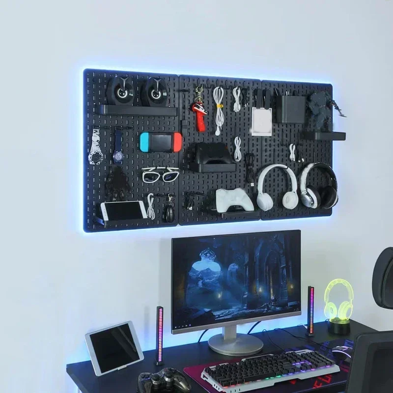 Nordic Style Diy Pegboard and Accessories Storage Case DIY Wall Mount Desktop Organizer No Punching Bathroom Kitchen