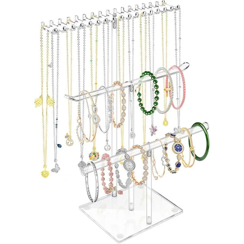 

Acrylic Jewelry Stand Necklaces Bracelet Displays Holder Transparent Jewellery Organizer Shelf Trinket Jewelry Storage Rack