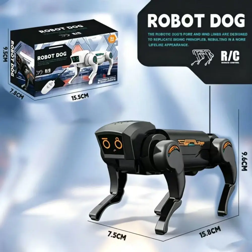 Fun Electric RC Robot Dog Mechanical Design Science Teaching Electric Robot Dog Black White Remote Control Gift For Children