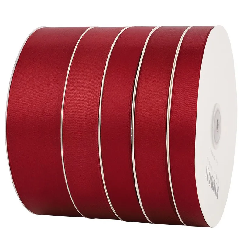 100Yards/Roll Wine Red Ribbons For Crafts Bow Knot Rose Flower fai da te fatto a mano confezione regalo natale decorazione di nozze nastro