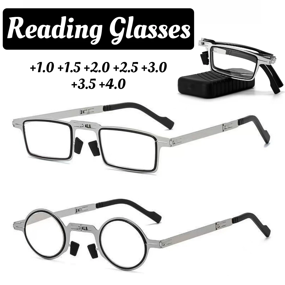 Retro Ultra Light Folding Presbyopia Glasses High-definition Portable Fashion Reading Glasses Anti Blue Light Far Sight Glasses