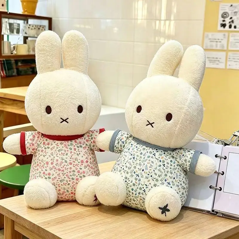 30cm Cute Miffy Rabbit Floral Plush Toy Doll Anime Peripheral Creative Design Sweet Soothing Ornament Doll Kawaii Birthday Gift