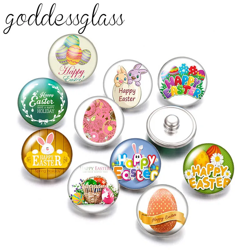 Happy Easter Day Rabbit Eggs bunny Cute 10pcs mix photo 18mm/12mm snap buttons for 12mm/18mm snap jewelry DIY findings