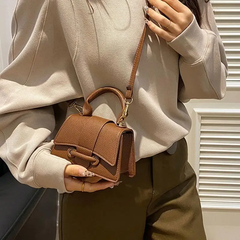 

X7XC Women PU Leather Crossbody Bag Top Handle Handbag Korean Styles Shoulder Bag