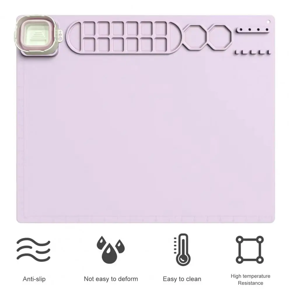 Palette Art Mat Food Grade Silicone Painting Mat with Cup Non-stick Art Mat Brush Cleaner Diy Clay Craft Supplies for Kids