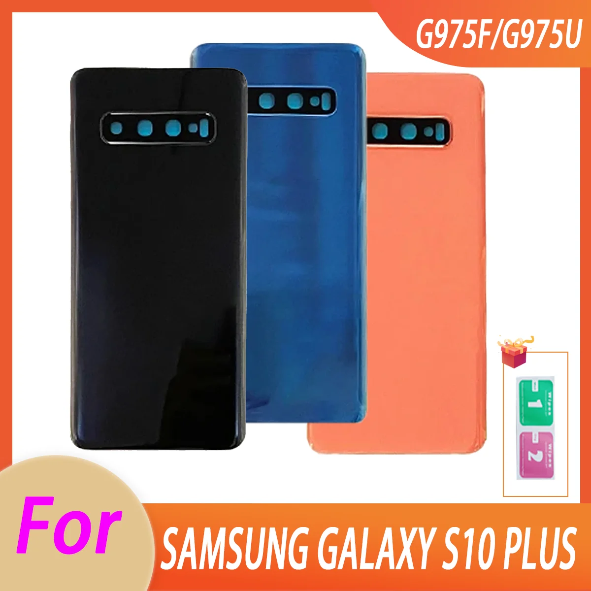 Nowość dla Samsung Galaxy S10 Plus Bateria Tylna pokrywa Szklany panel Tylne drzwi Obudowa Obudowa Obiektyw aparatu Wymień
