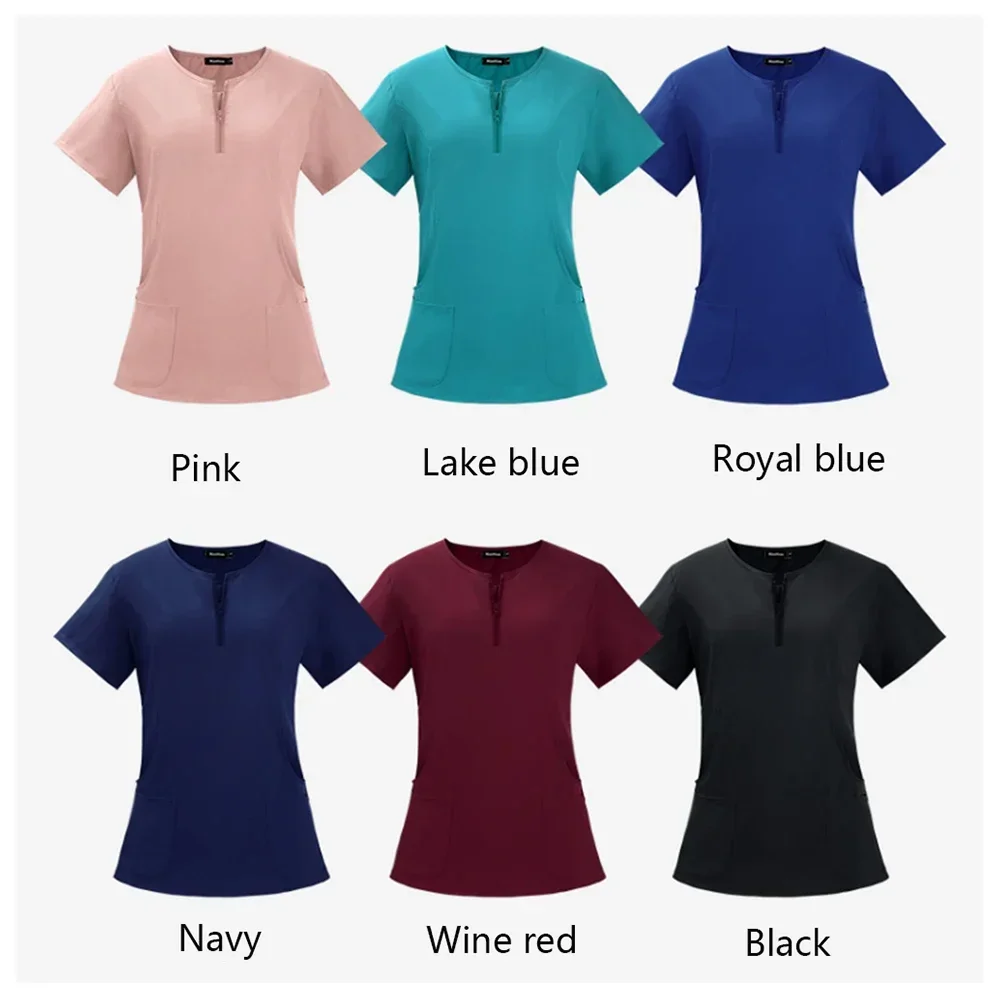 Surgical Stretch Doctor Work Uniform Short-sleeved Nurse Uniform Beauty Hospital Top Female Operating Room Hand Washing Clothes