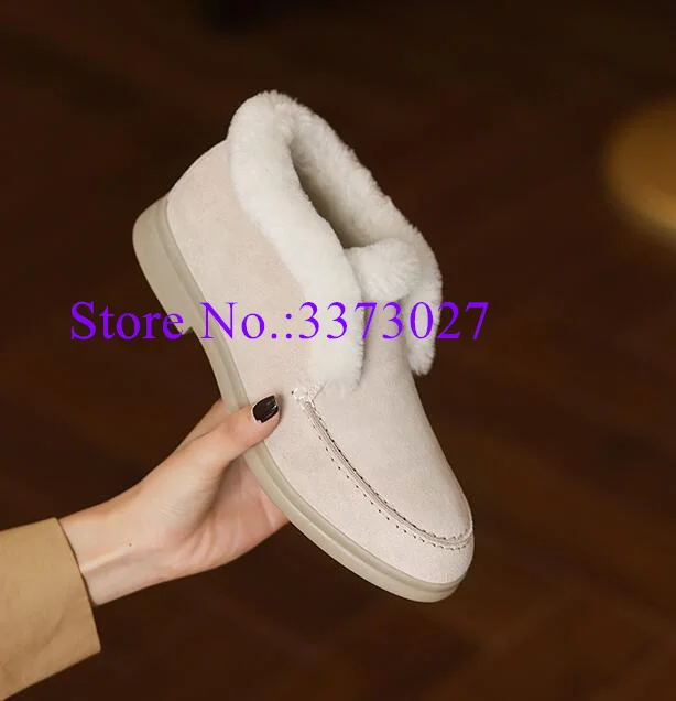 Nowa dama futerkowe buty moda okrągłe Toe ciepłe buty na śnieg kobieta Slip-on mokasyny kobiece buty Casual Dropship