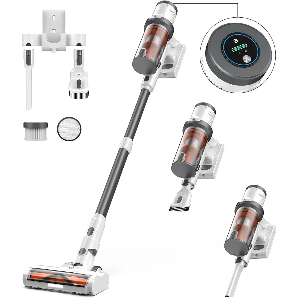 Vacuum Cleaner, 40Kpa Vacuum Cleaners for Home, Max 50 Mins Runtime, Anti-Tangled & 1.6L Dust Cup Stick Vacuum