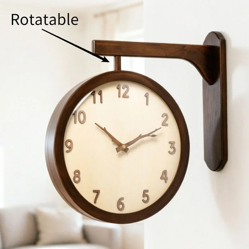 Double-Sided Wall Clock Bedroom Silent Wall Clocks Living Room Decoration Rotating Clock Modern Minimalist Home Hanging Watch