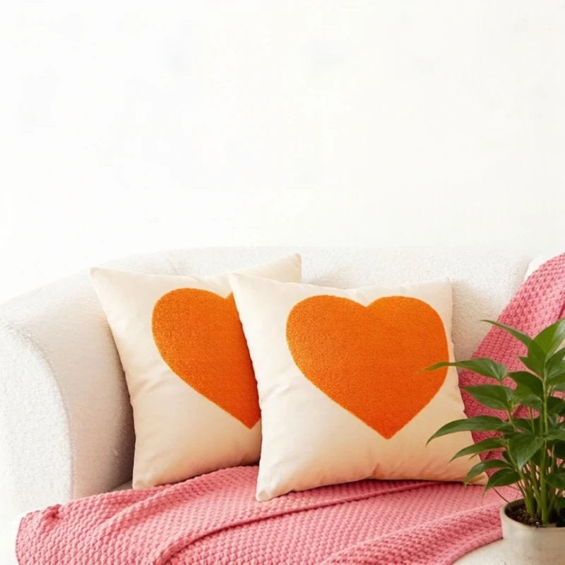 

Embroidered Pillowcase Love Pattern Pillows 45x45 Love Embroidered Cushion Cover for Living Room Round Spot Sofa Cushions