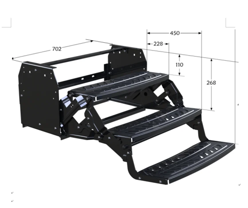 Steel Manual Motorhome Steps, Triple Layer Steps, RV Accessories
