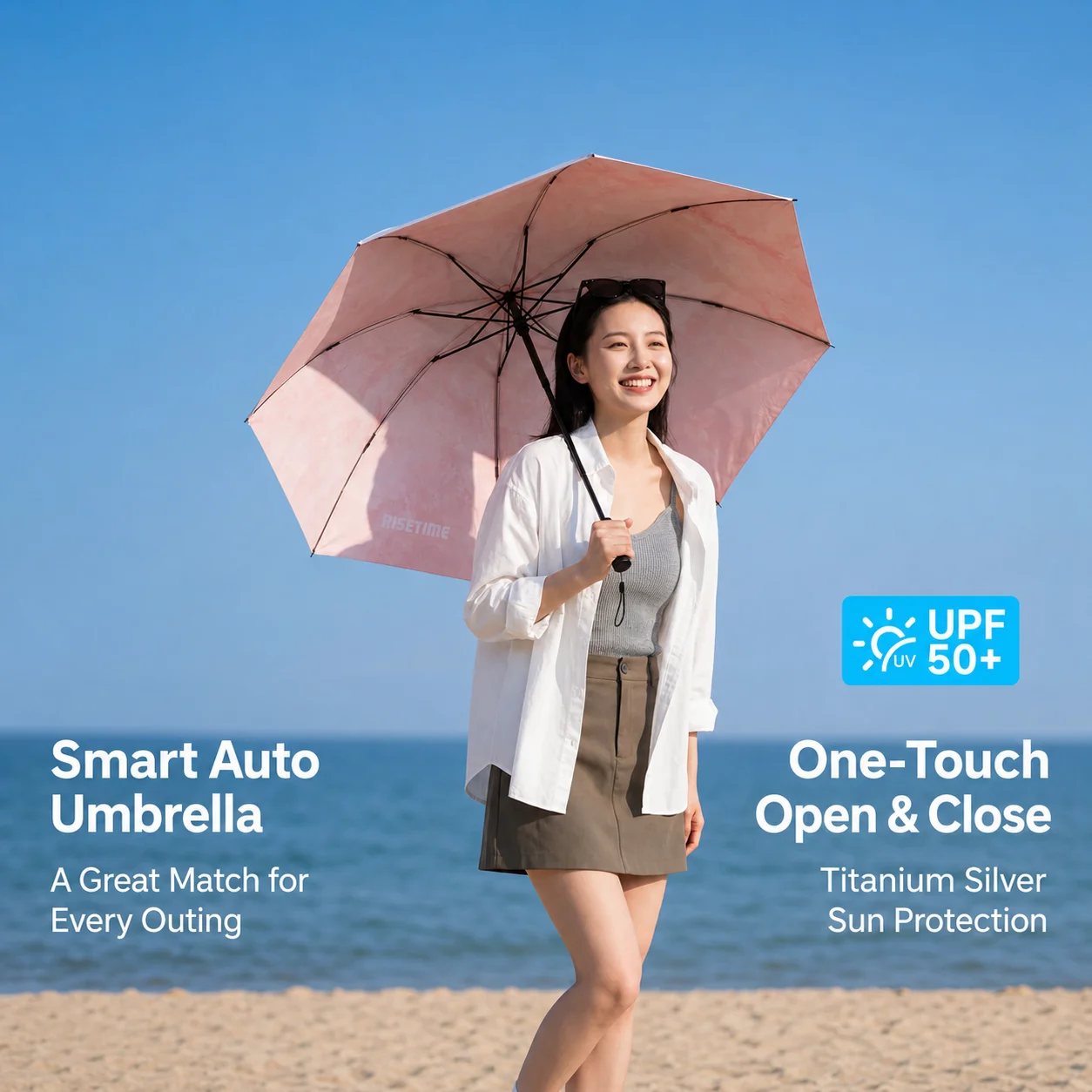 Sunscreen Umbrella Titanium Silver Electric Umbrella Fully Automatic Folding Portable Umbrella for Women for Sunny and Rainy Day