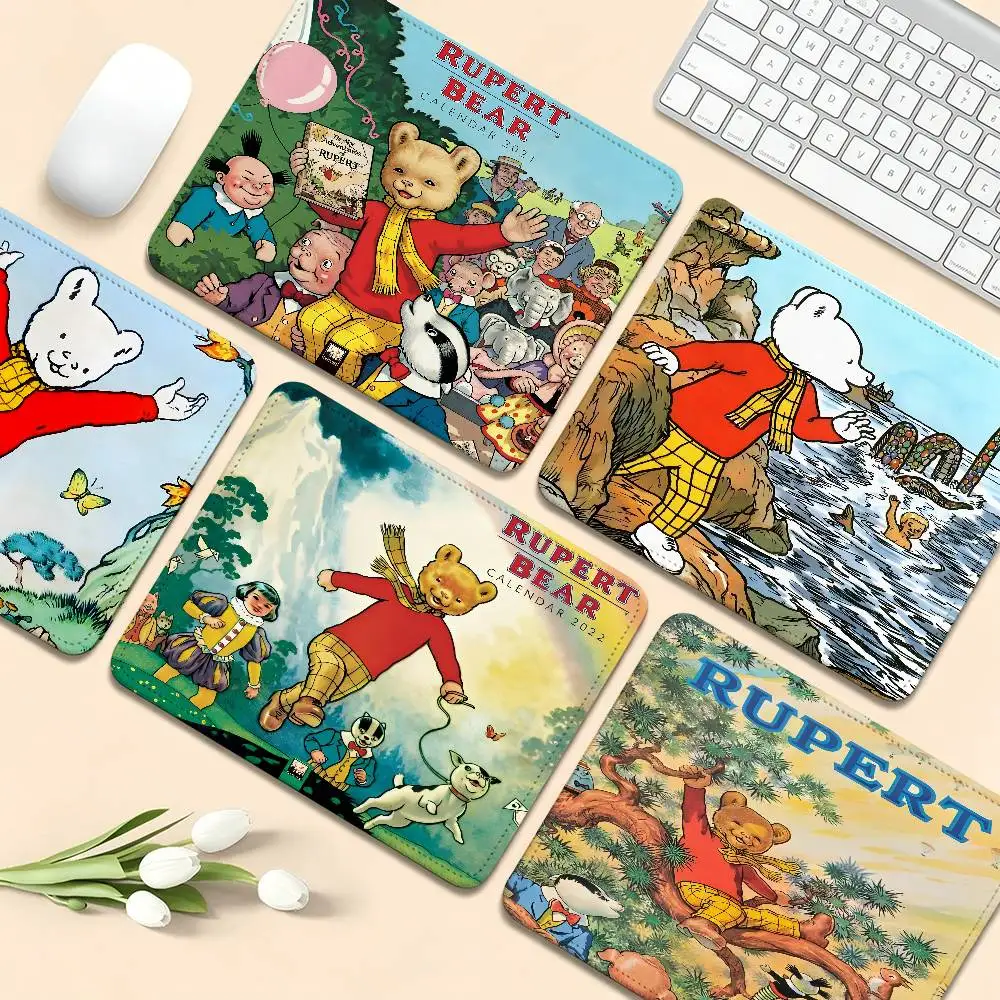 Anime R-Rupert Bear Rubber Small Desktop Desk Mat Kawaii Gaming Accessories Students Writing Pad for PC Mouse Carpet