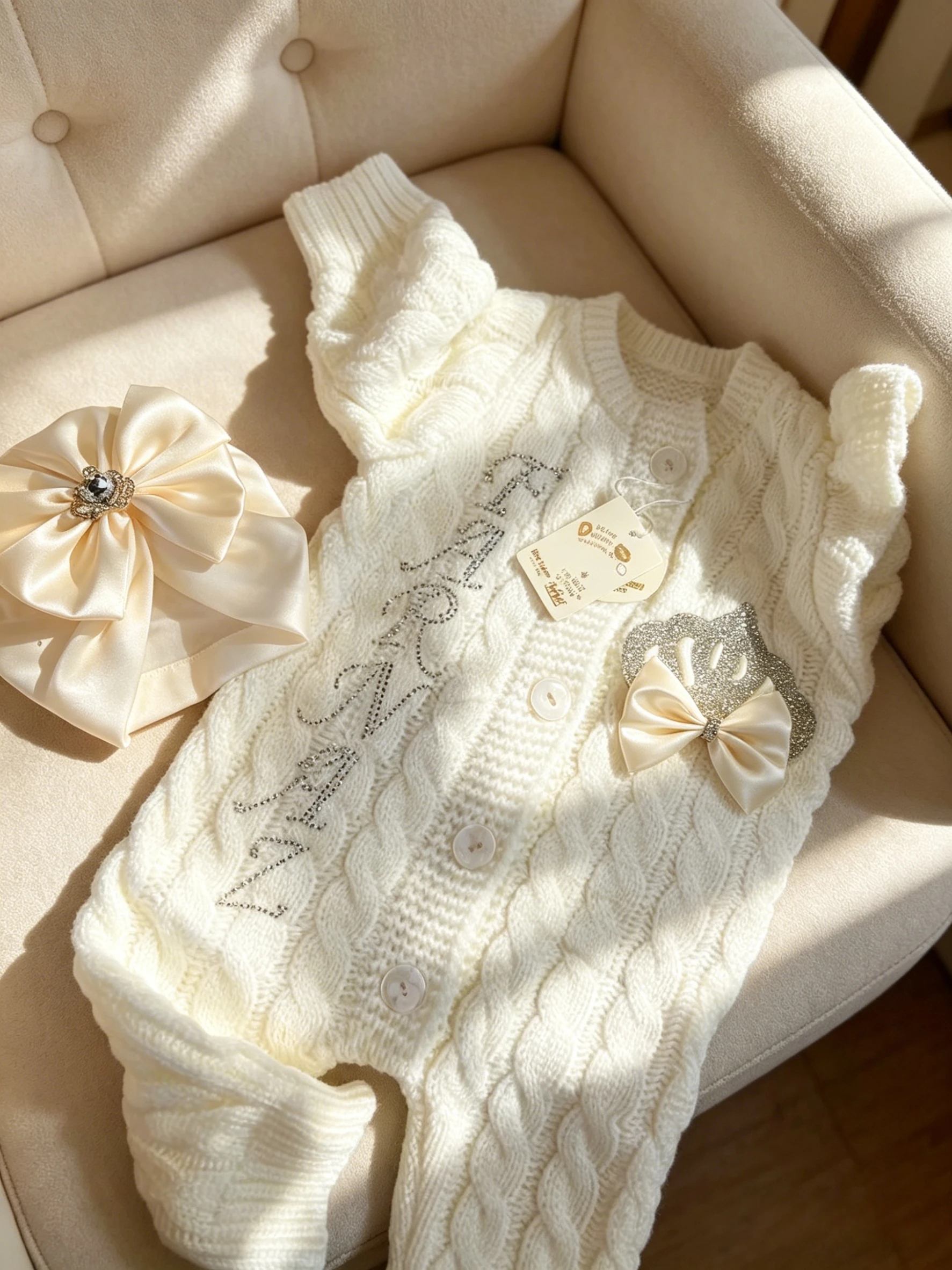 Dollbling Cotton Baby Newborn Boy Photograph Knitted Sweater Romper Cotton Longsleeve Outfit with Kids Winter Warm Hats Set