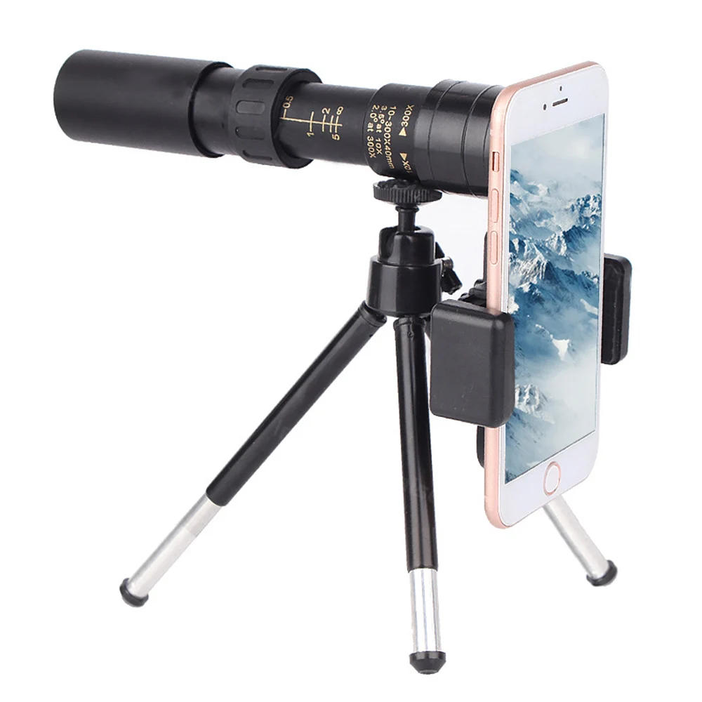 Hd Zoom 10-300X40 Portable High Power Monocular Telescope with Tripod&phone Holder for Hunting Camping Bird Watching Telescope