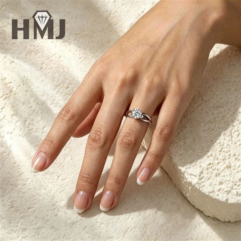 1ct Moissanit-Ring, runder Schliff, D-Farbe, 925er Sterlingsilber, 18K vergoldet, für Damen, edler Schmuck, Alltagsgebrauch, klassische Charms – Detail 6