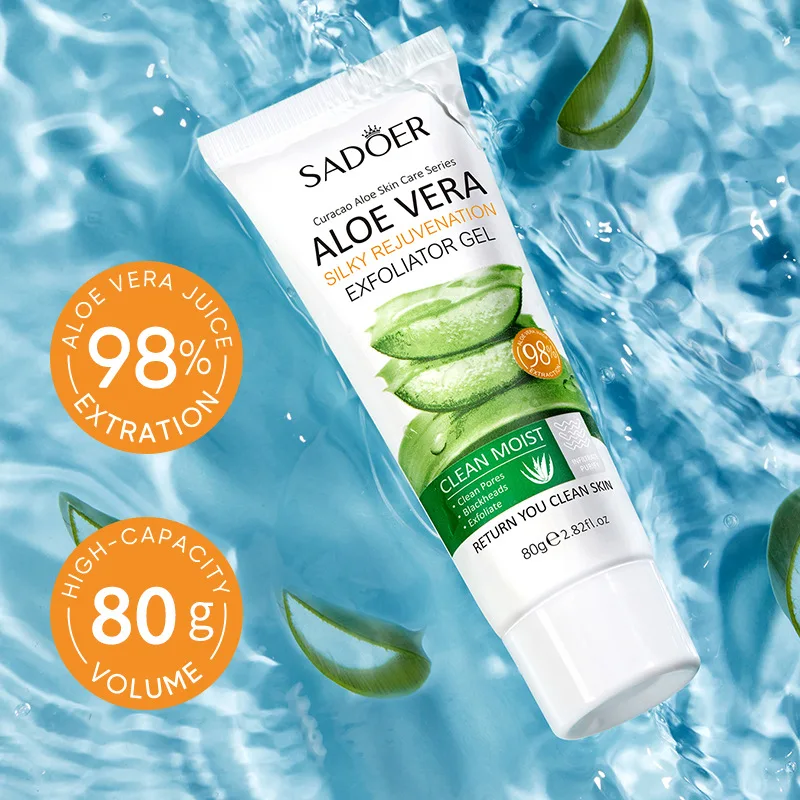 SADOER Exfoliating Aloe Vera Gel Facial Cleanser Deep Cleansing Exfoliant Gentle Tender Face Exfoliation Facial Exfoliator