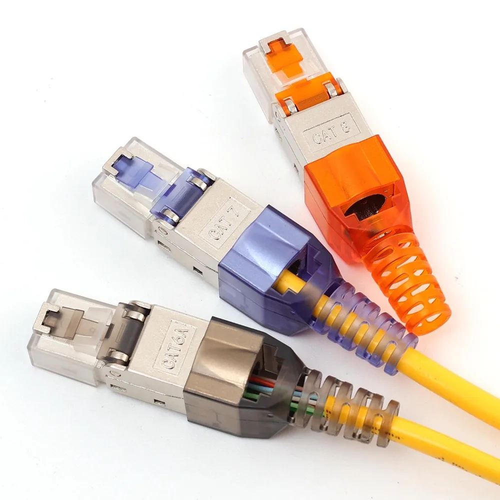 1-10Pcs RJ45 CAT8 Cat7 CAT6A Connector Tool-Free Toolless RJ45 Termination Plug Reusable Shielded for Ethernet Cables 10Gbps POE