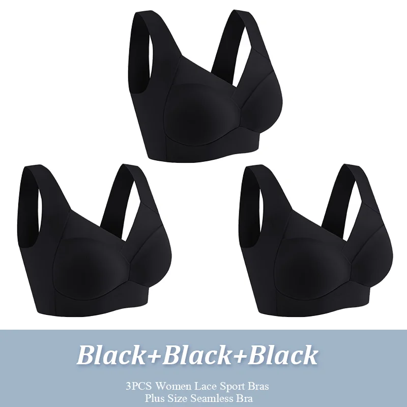3 Stuks Vrouwen Sport Bh Plus Size Naadloze Kanten Beha Bralette Backless Dame Brasserie Vest Vrouwelijke Verzamelt Schokbestendig draadloze Top