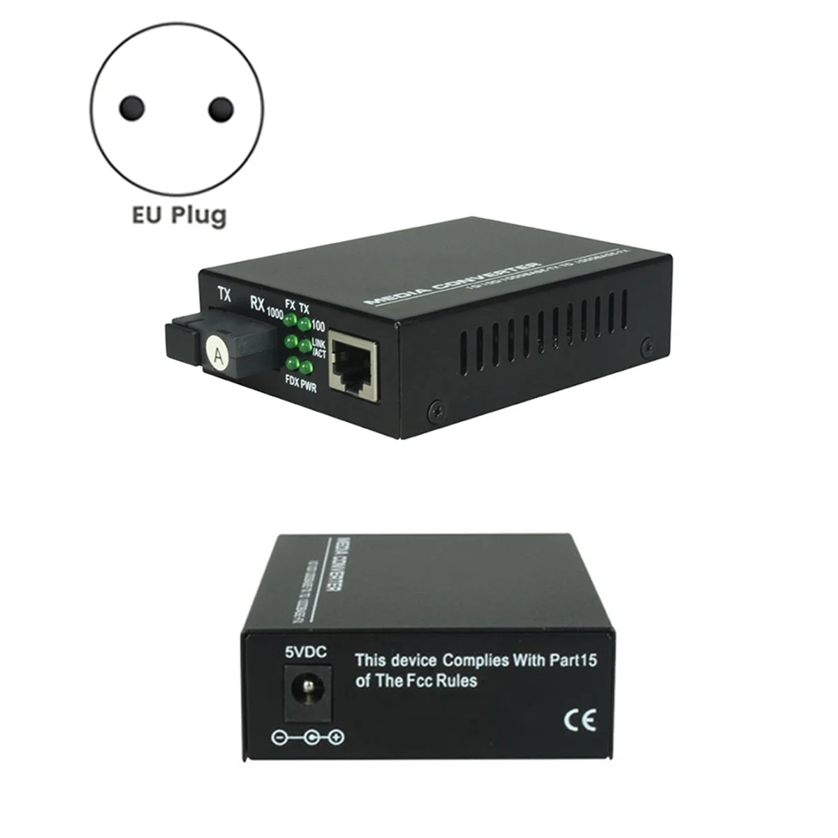 [N82R] 1Pair 10G + Fiber to RJ45 Media Converter RJ45 to + 10/100/1000M/2.5G/10G Ethernet Converter Transceiver EU Plug