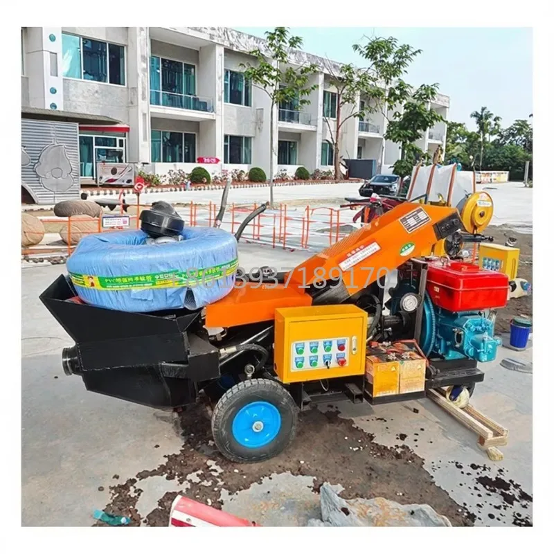 Mini Diesel Concrete Pump Trailer Machine New Hydraulic Pump Accessories 60m Max Vertical Conveying Distance Engine Motor Core