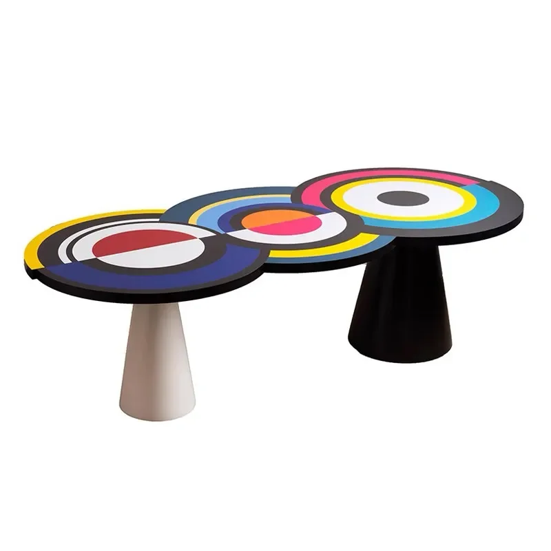 Color special-shaped dining table Household small apartment Designer office desk Computer desk Dopamine workbench