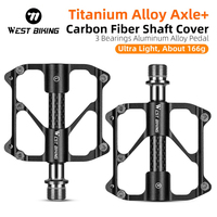 WEST BIKING Carbon Fiber Pedal Road Bicycle Pedal 3 Bearing Titanium Alloy Axle Pedal MTB Bicycle Pedal Bicycle Accessories