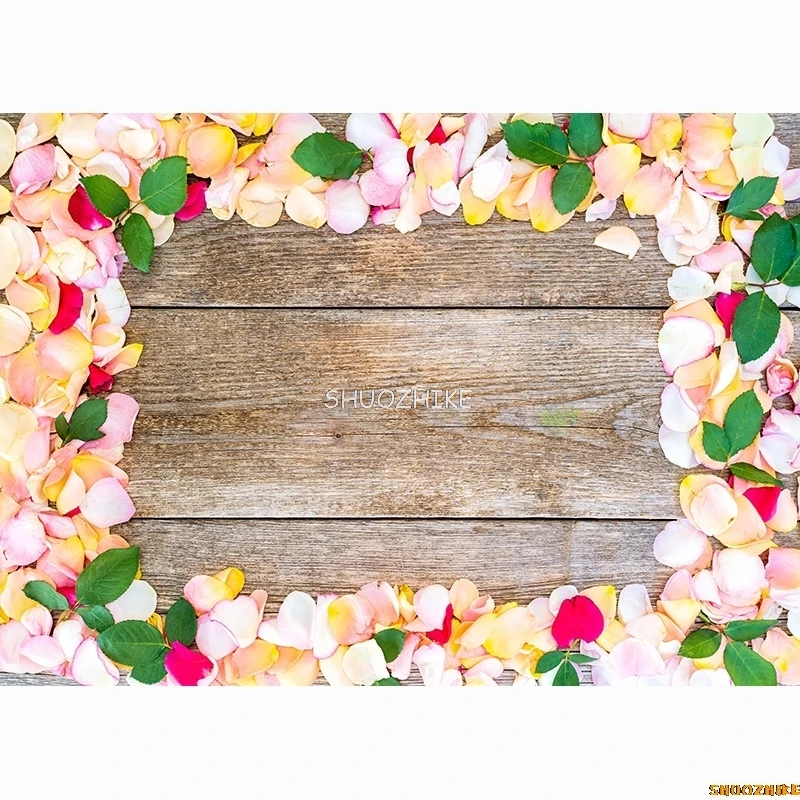 SHUOZHIKE primavera flores pétalo tablones de madera fotografía telones de fondo de madera bebé mascota foto fondo accesorios de estudio MHZ-02