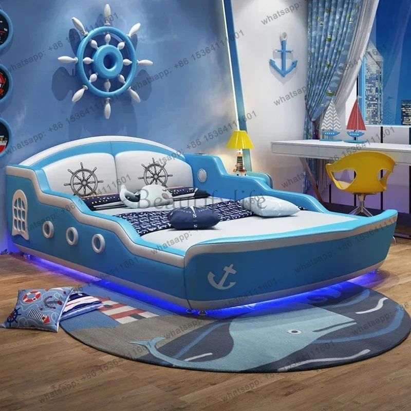 LJY Nordic Luxury Aesthetic Double Bed Light Wood Kids Modern Double Bed Multifunctional Queen Cama De Casal Furniture