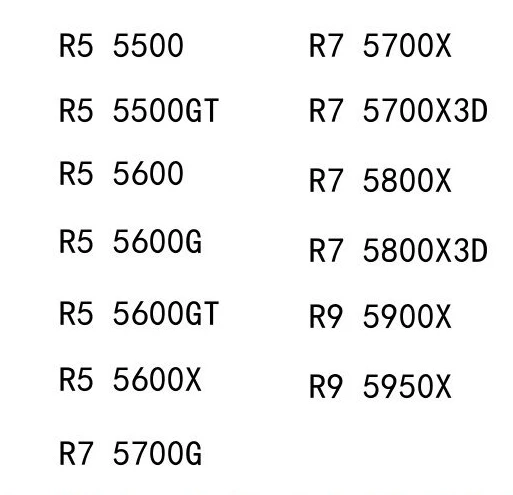 A-MD Ryzen PC processors: 5900X, 5700X3D, 5800X, 5800X3D, 5700X, 5900X3D