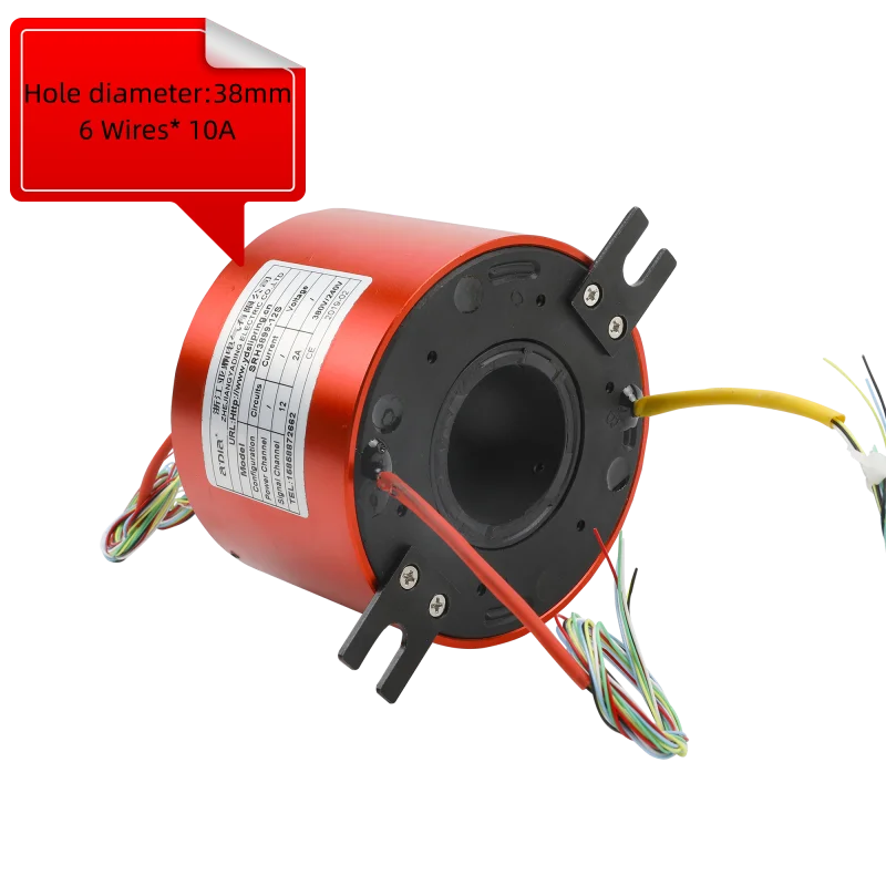 Through Bore Slip Ring Connector  Hole Size 38mm 6 Rings 10A Slipring Conductors 380VAC 600Rpm