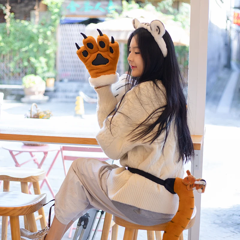 

30-40 см новые коричнево-белые плюшевые игрушки с когтями тигра, мягкие игрушки с хвостом тигра, мягкие куклы, подарки на день рождения для детей, девочек, мальчиков, декор комнаты