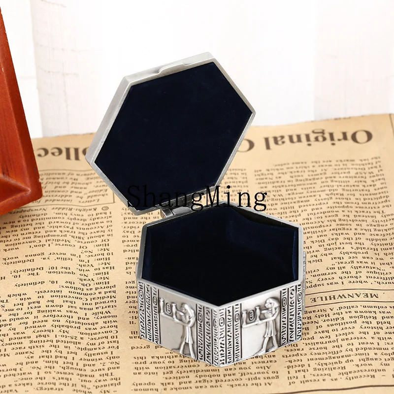 

PYH vintage jewelry box home high-end stud earrings antique wrought iron anti-fall jewelry storage box