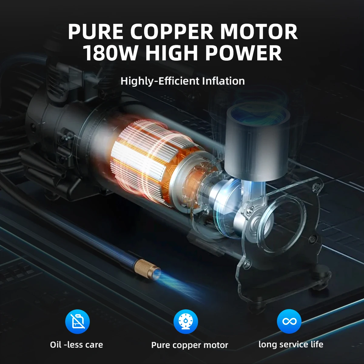 Tire Inflator Portable Air Compressor for Car, Truck & SUV 12V On/Offroad Tire Pump 100 PSI, Cigarette Plug, Twist Chuck T100