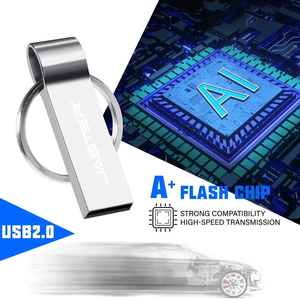 JASTER โลหะสีเทา USB Flash Drive 128GB Memory Stick ความเร็วสูง 64GB ของขวัญสร้างสรรค์ไดรฟ์ปากกา 32GB กันน้ํา USB Stick 16GB 8GB